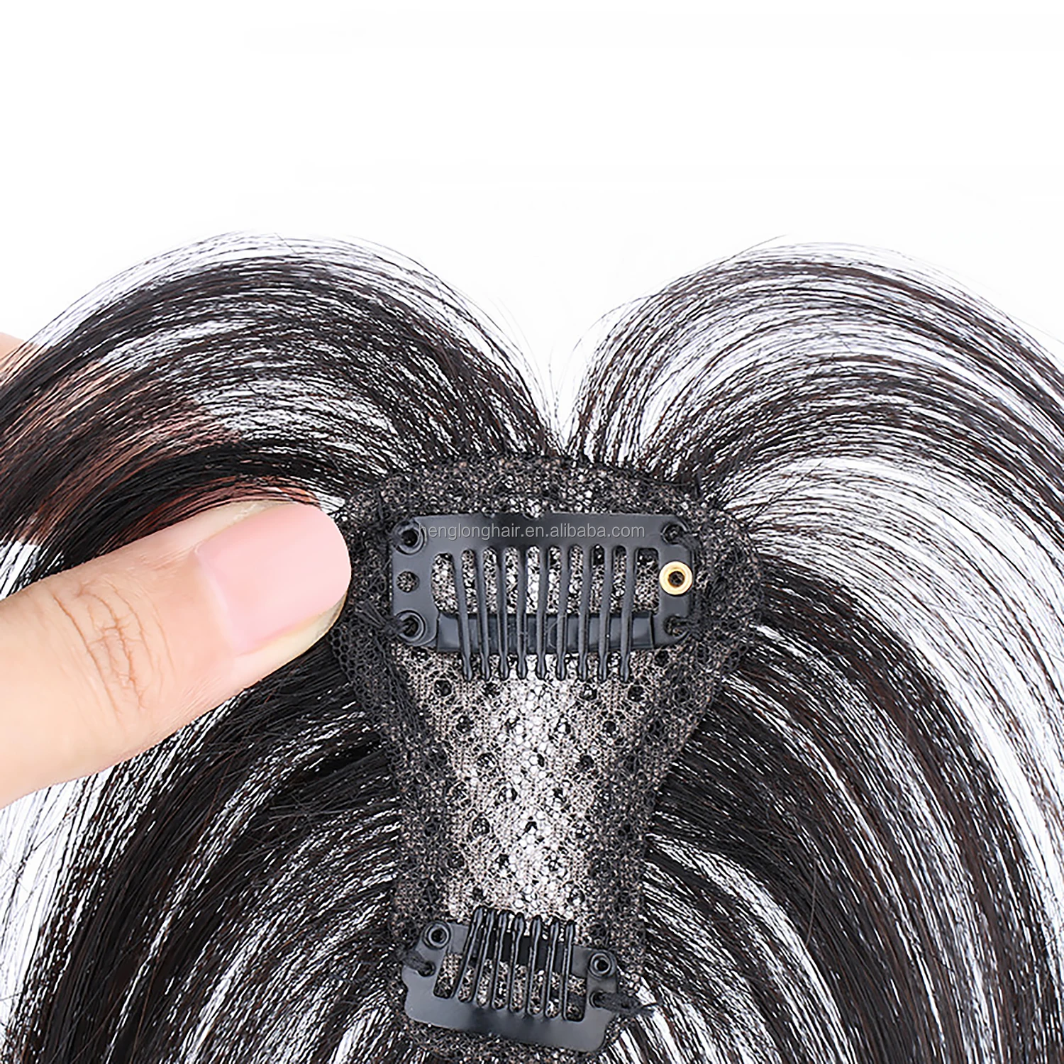 Brown Bangs Hair Clip ,360° 3D Cover Clip in Bangs ,100% Real Human Hair Toppers with Bangs for Women Bangs for Daily Wear