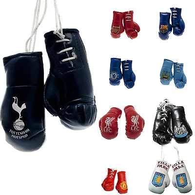 Custom Logo Mini Boxing Car Mirror Keychain Stainless Steel with Excellent PU Leather UV Printing Promotional PK Gloves Hanging