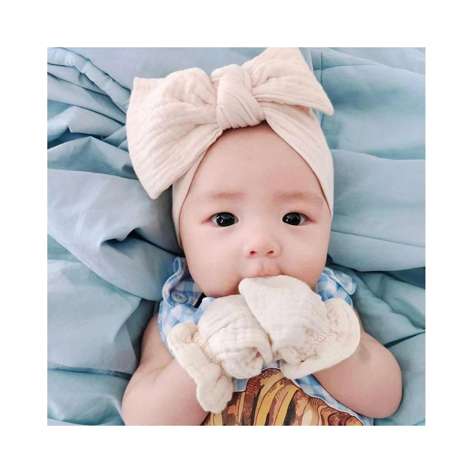 Fast Delivery Unisex Newborn Baby Hospital Beanie Hat And Mitten Set Soft Cotton Anti-scratch Mitten Baby Mitten and Booties