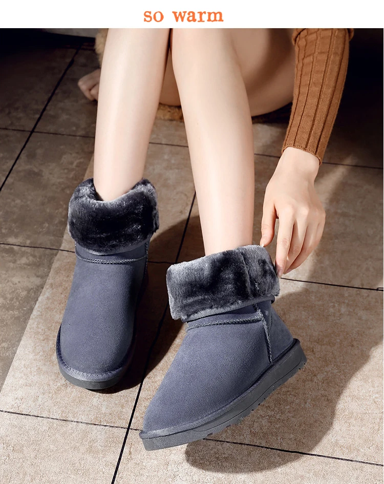 Snow Boots Trim Office &career Dress Shoe Cozy Footwear Comfortable Women Winter Flat Boots Shoes with Fur Holiday Wedding Party