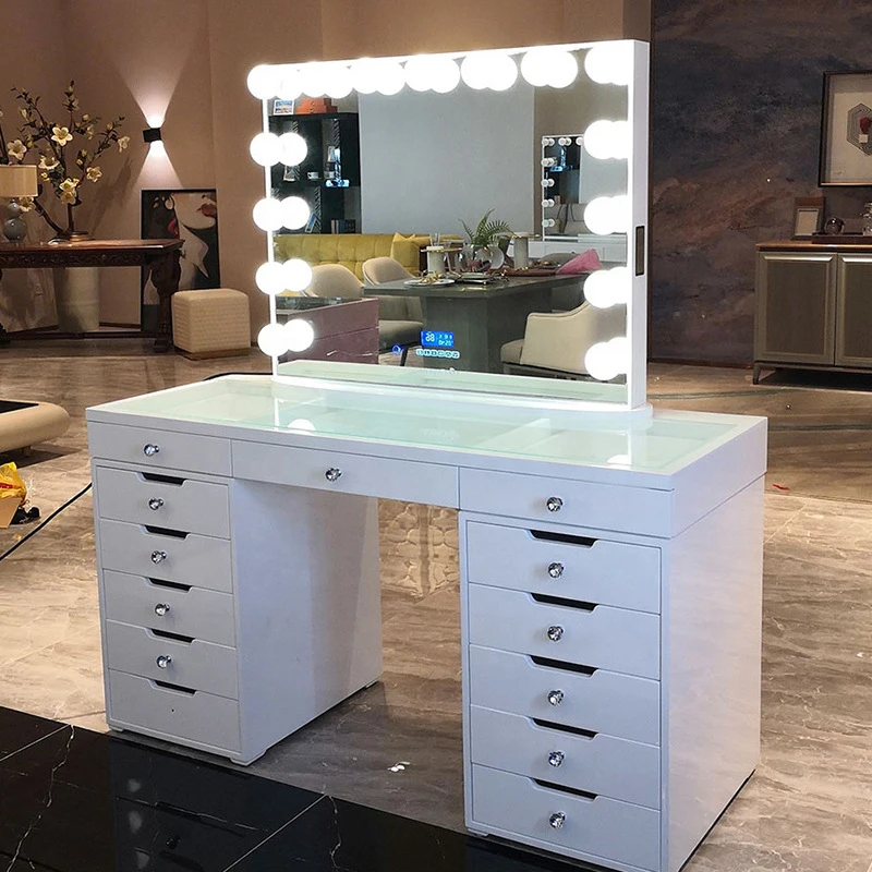 Black Vanity Chair Dresser With Mirror Vanities Luxury Led Lights Mirrored Table Princes Bedroom Smart Light White Makeup