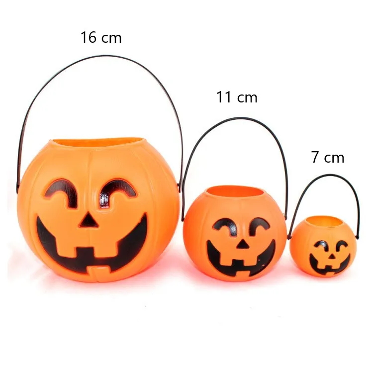 Halloween Bar Decoration Jack-o-lantern Children plastic Candy Jar Portable Pumpkin Bucket
