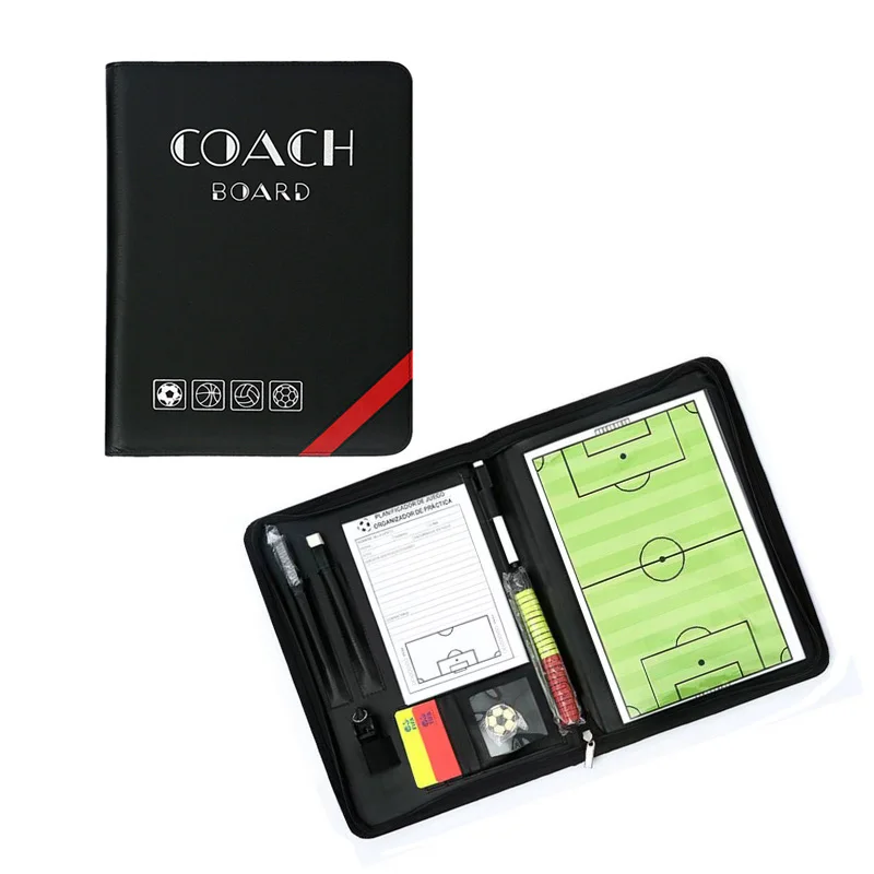 Portable Multifunctional Foldable Leather Magnetic Basketball Volleyball Football Soccer Coach Board For Teaching Tactics