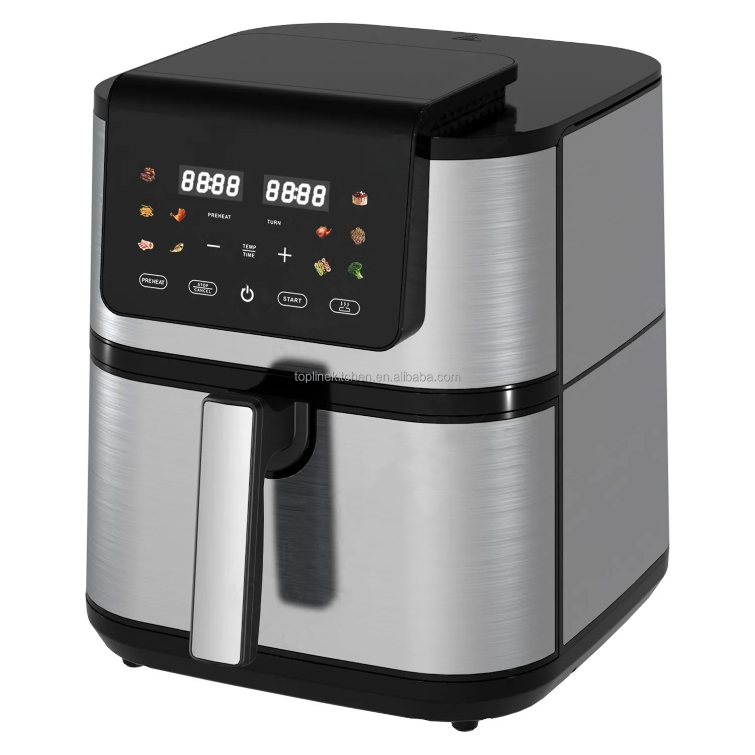 2 two heating element top and bottom dual heater digital air fryer 7L 8L 9L 10L smart double heating air fryer stainless steel