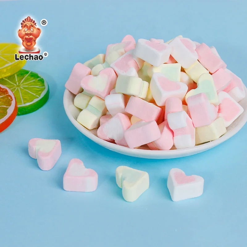 20g Factory wholesale mixed color heart candy halal marshmallow pink and white marshmallows candy