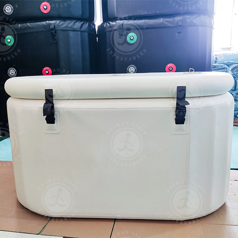 Inflatable drop stitch ice plunge portable ice bath tub with cooling system
