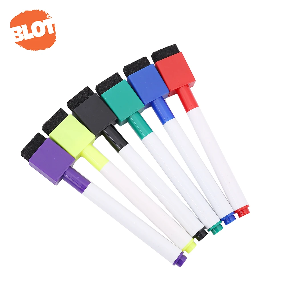 BLOT BCHB80010 6pcs Magnetic Whiteboard Marker Pen With Felt Head