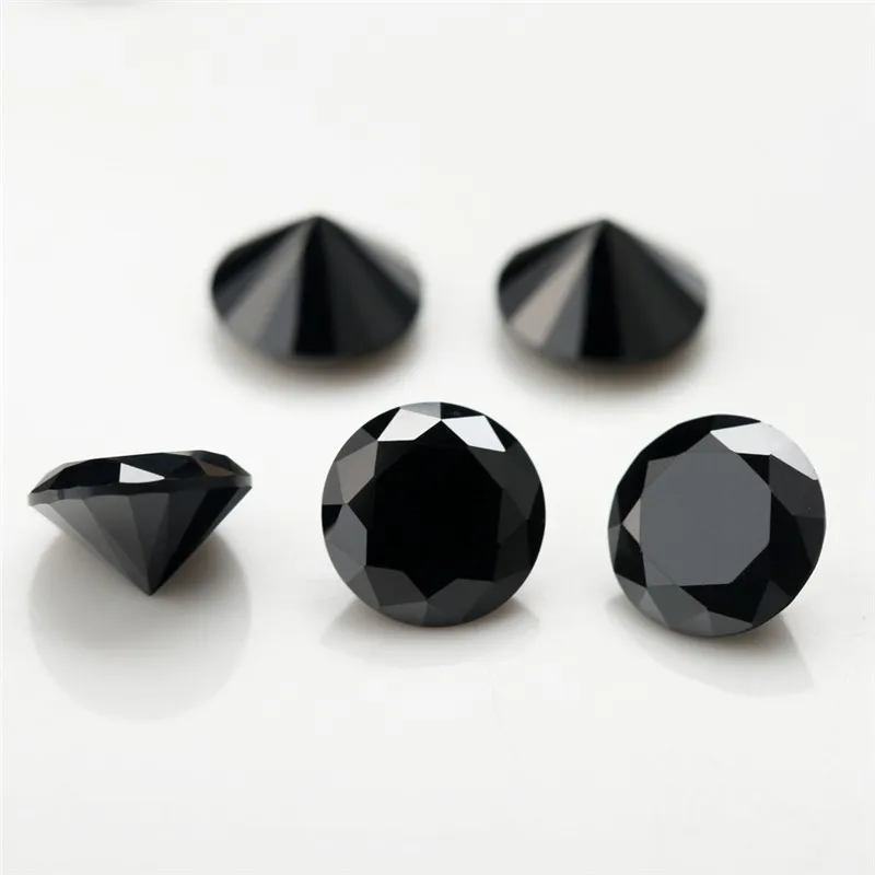 Valuable black round brilliant cut AAA cubic zirconia stone in Bangkok