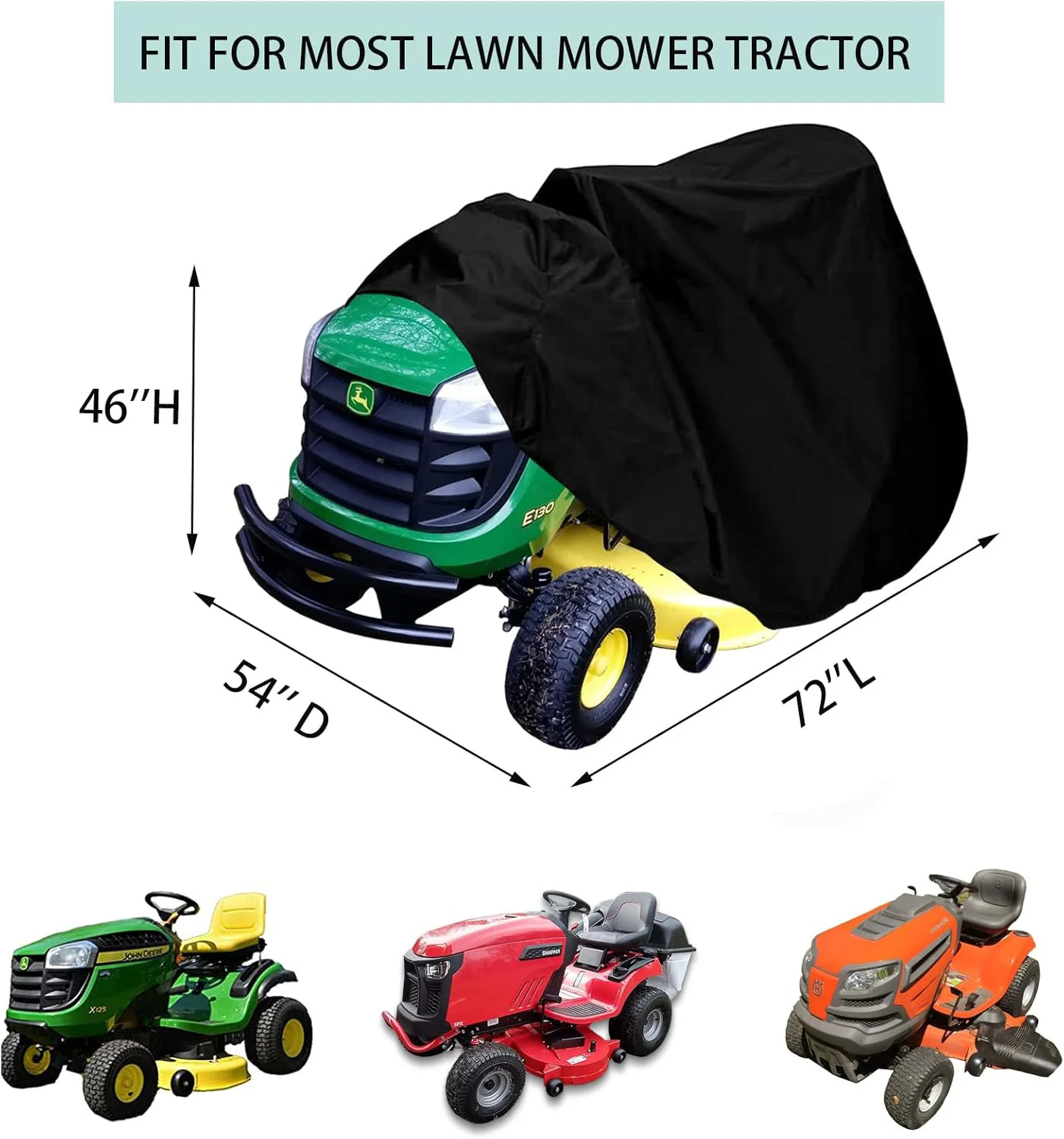 Riding Lawn Mower Cover Upgrade Windproof Design Lawn Tractor Covers with Elastic & Buckle Strap Waterproof Outdoor Mower Cover