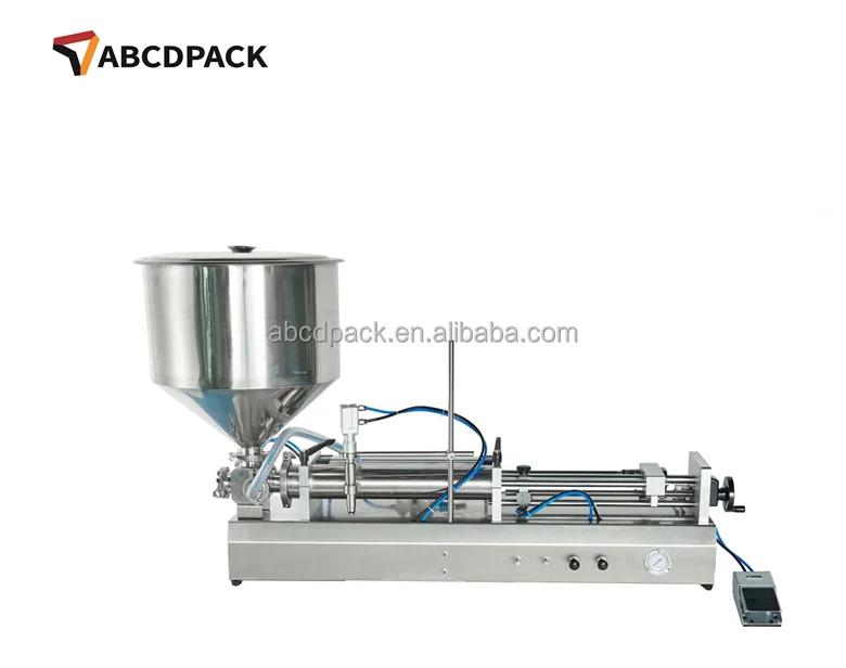 Hopper Filler Shampoo Lotion Cream Yogurt Honey Juice Sauce Jam Gel Filler Paste Filling Machine Pneumatic Piston Filler