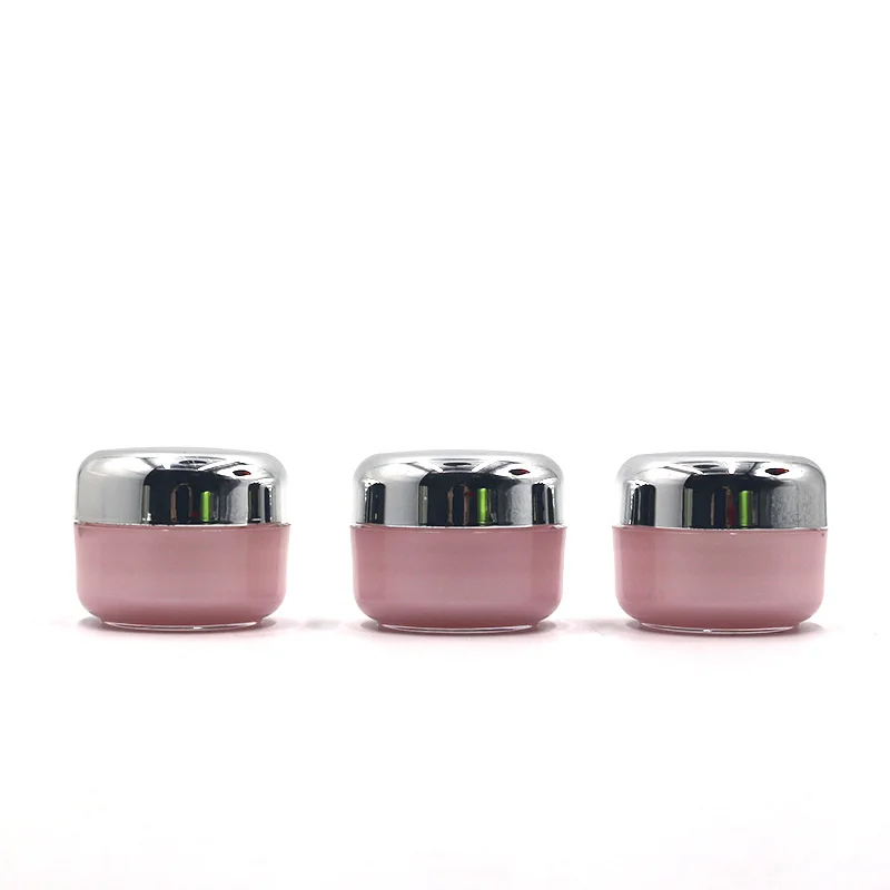 Luxury 50g Round shape design sliver cap pink empty face cream jar for Cosmetic packaging