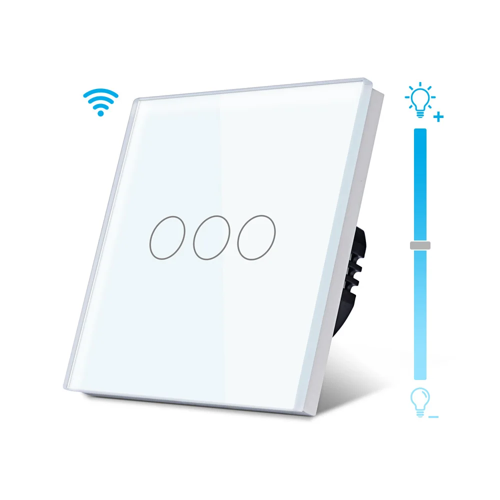 TAWOIA 90-250V Wifi Smart Switch With Anti-scratch Glass Crystal Panel smart dimmer switch