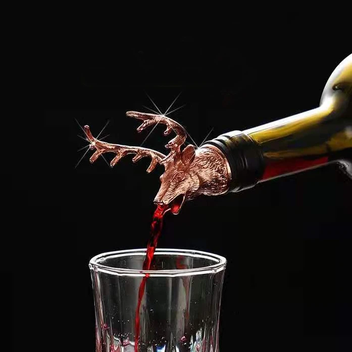 Wholesale Dispenser Zinc Alloy Deer Elk Lion Head Mouth Pour Wine Extractor Silver Wine for Bar accessories