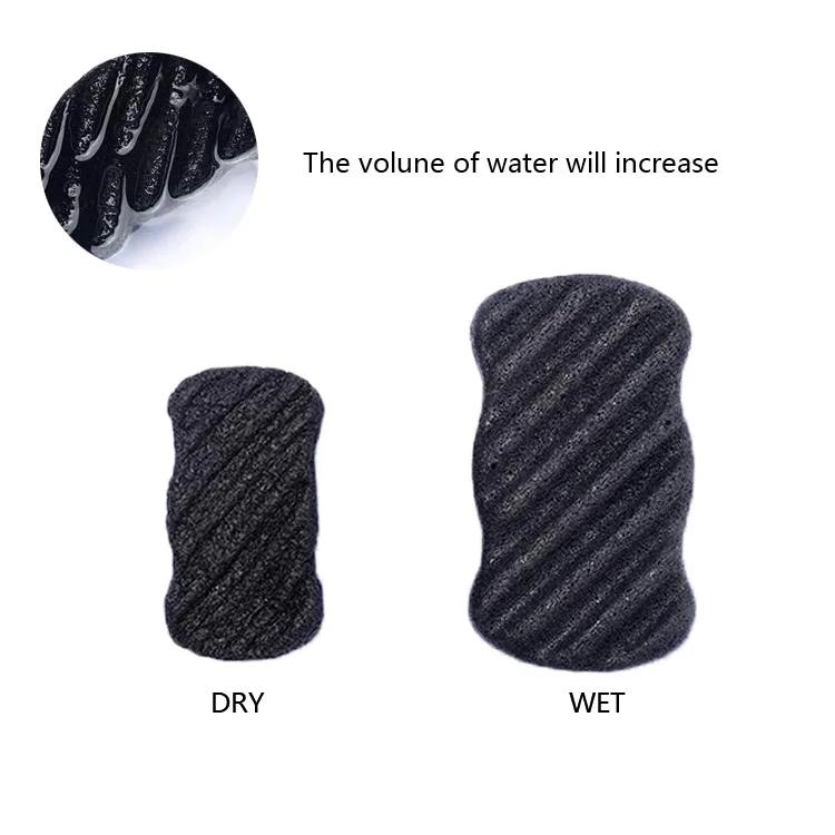 Wholesale Natural Activated Bamboo Charcoal Black Organic Facial Konjac Sponge For Women