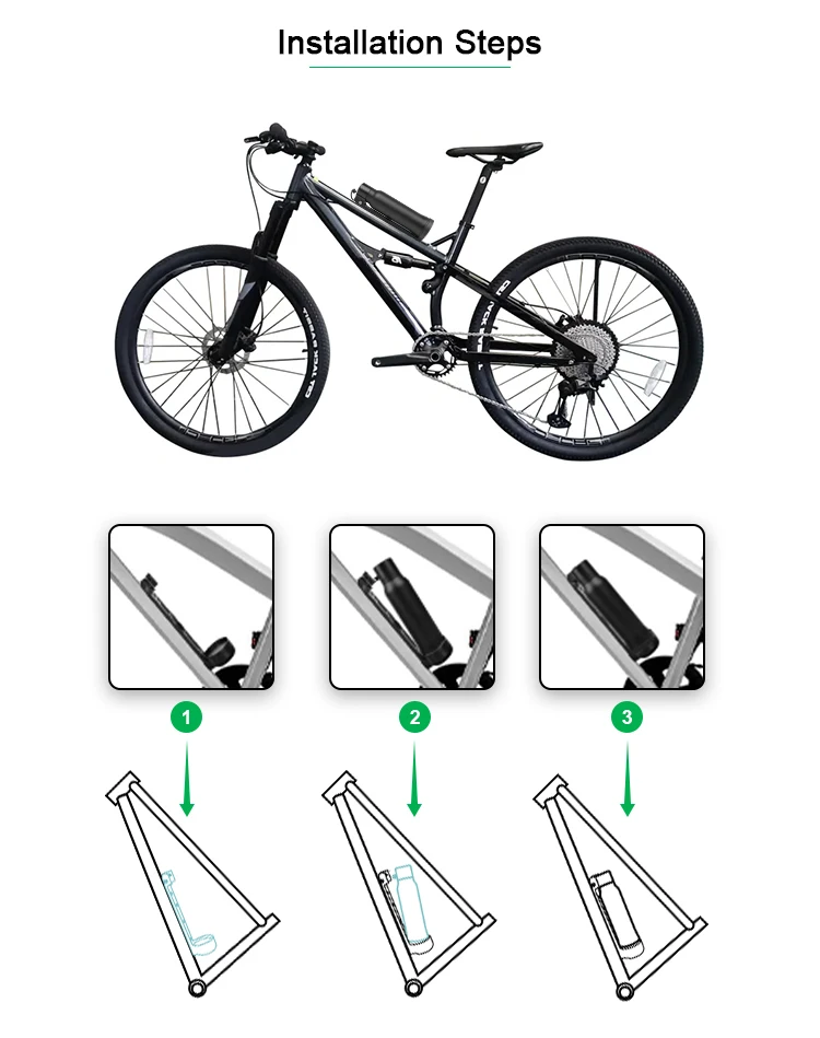 Deep Cycle Removeable Lithium ion li-ion 7Ah 9Ah 10.4Ah Water Bottle 24V 36V 48V E-Bike Battery for Electric E Bike Ebike