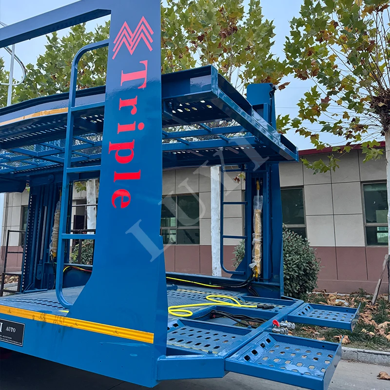 LUYI car carrier can transport 8 cars 3 Axles Double Deck Roof Cargo Car Carrier Truck Semi Trailer for Sale