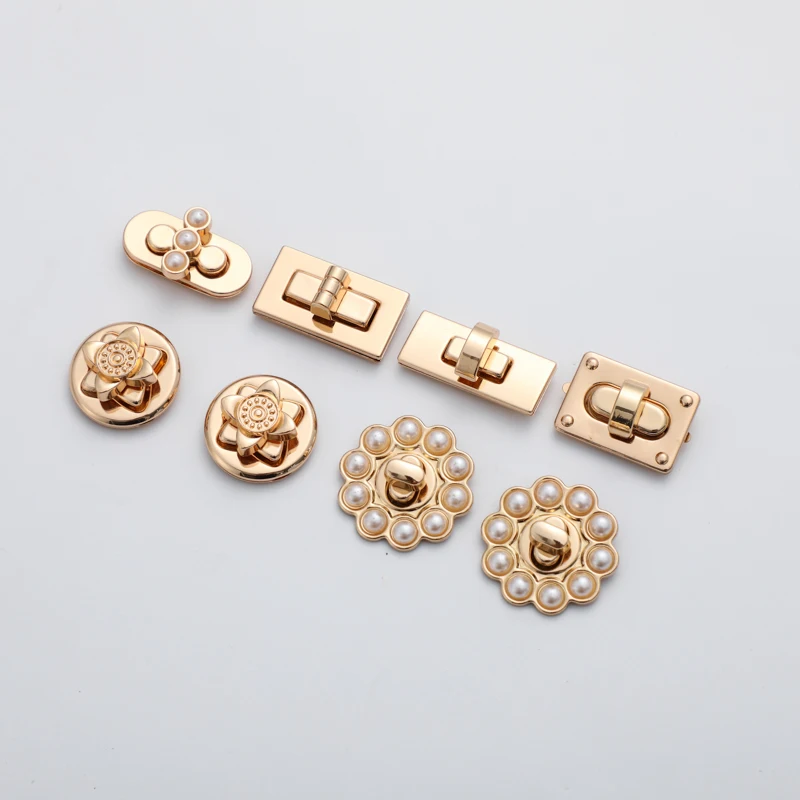 Custom Metal Pearl Turn Lock Twist Clasp for Women Bag Laggage Purse Leather Craft Closure DIY Hardware Accessorie