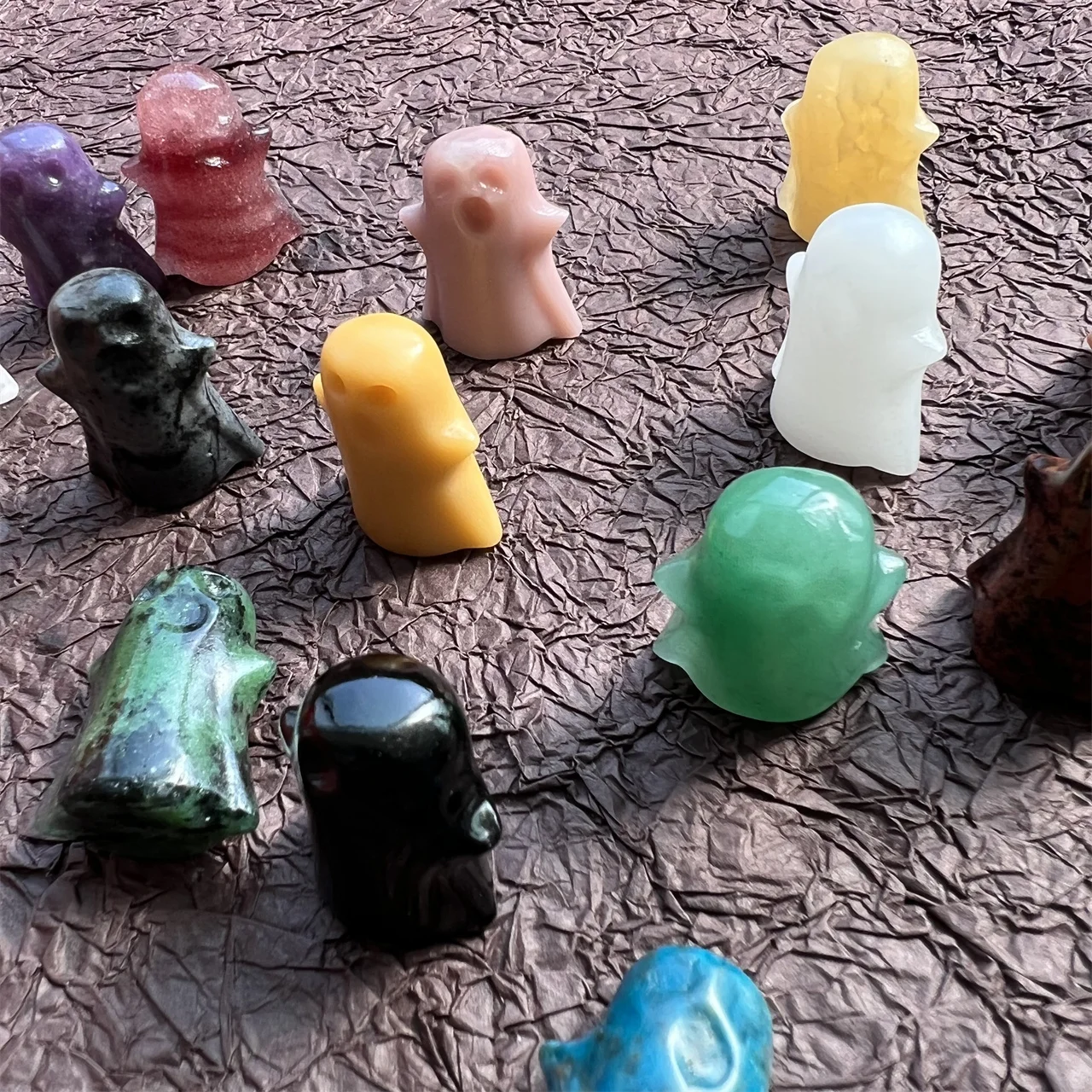 Natural Crystal Specter  Carved Crafts Healing Stone  Rose Quartz  Obsidian Ghost For Halloween