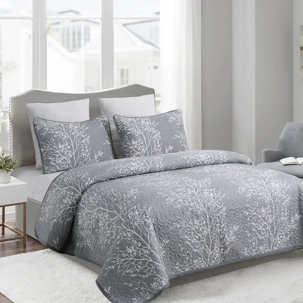 Factory Price Reversible Microfiber Quilt Set Wholesale Bedspread Quilted Home Bedding Set