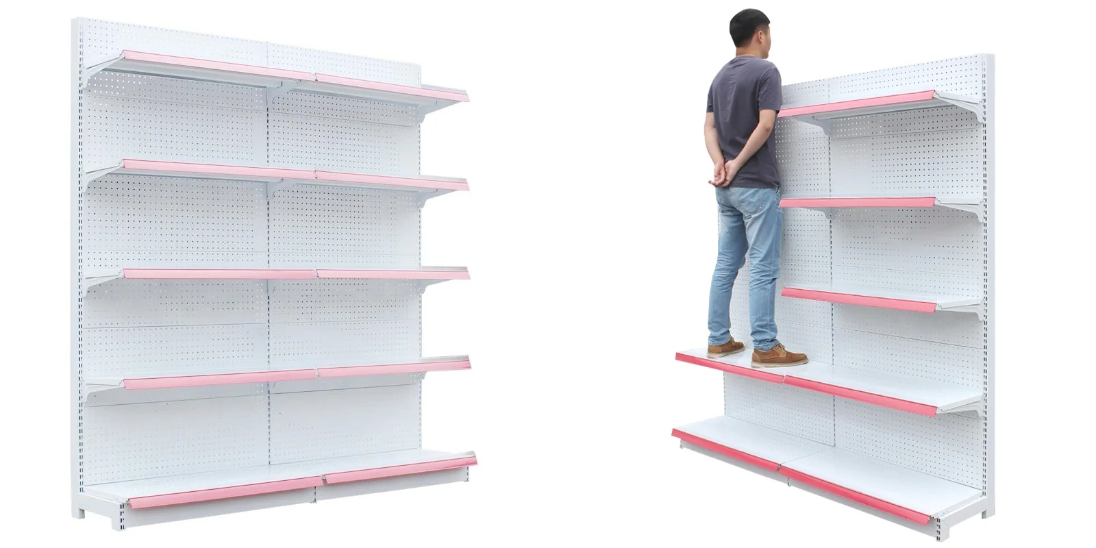PFT Custom gondola shelving double-sided rack supermarket shelves design pharmacy shelves for retail store