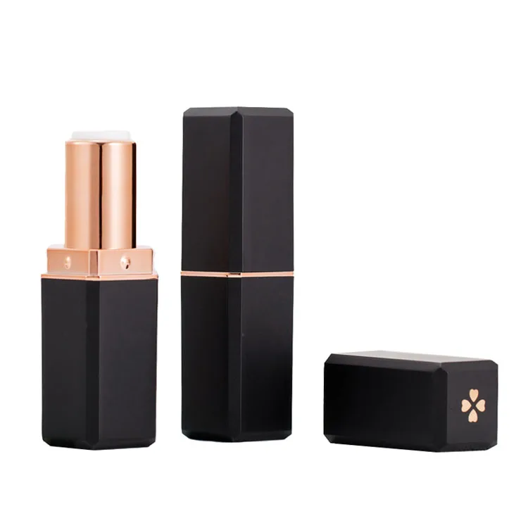 
In stock supply square pink lip balm container fashion 12.1mm matte red/black/pink/white empty lipstick tubes 