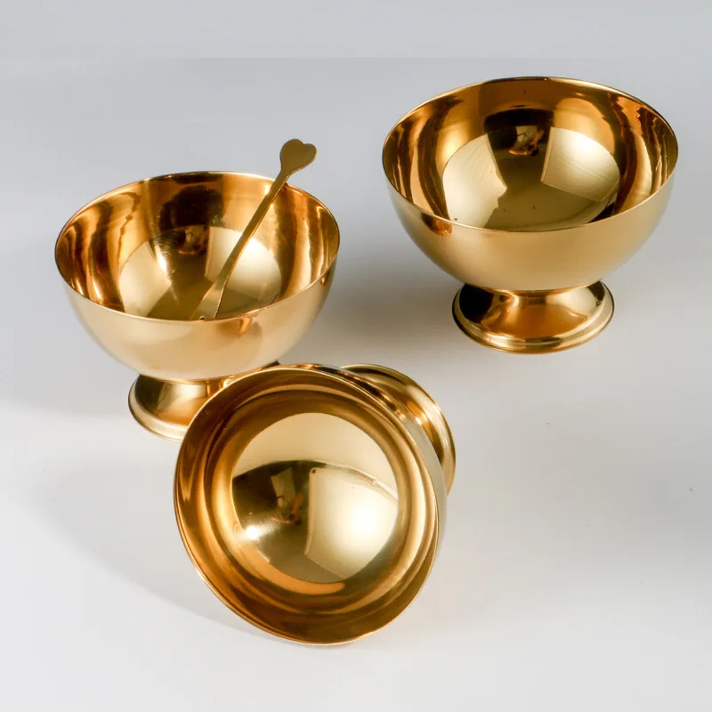 Stainless Steel Glass Ice Cream Bowl Metal Pudding Cups Salad Dessert Holder Diy Ice Cream Parfait Snack Fruit Candy Container