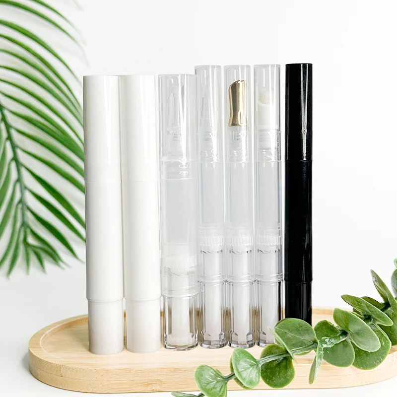 black clear 3ml 5ml empty custom logo lip gloss tube twist makeup lip plumper nail polish cuticle oil pen