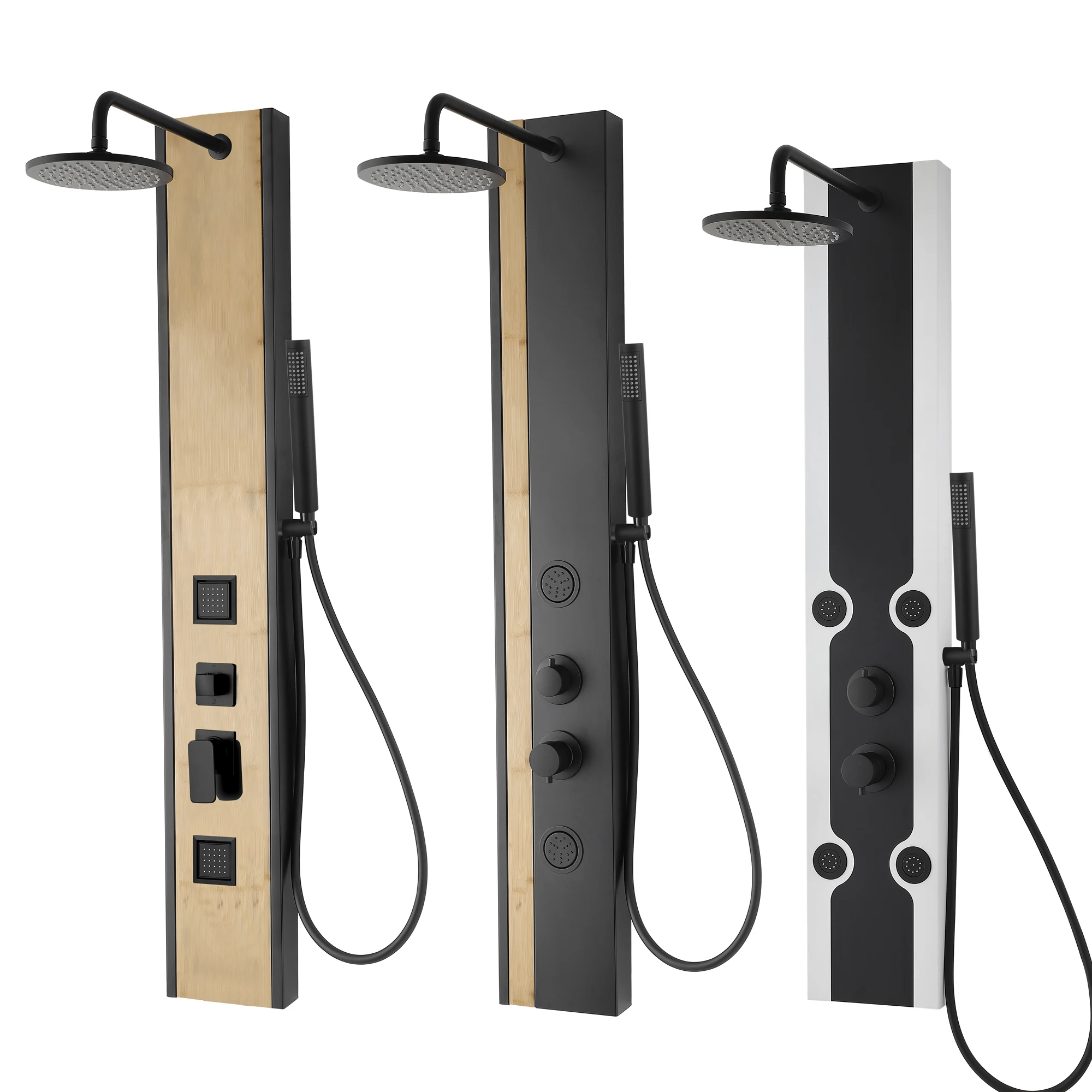 Vaguel New Product Fashion High Quality Bath Shower Set for 3 Way Valve Bath Shower Bamboo