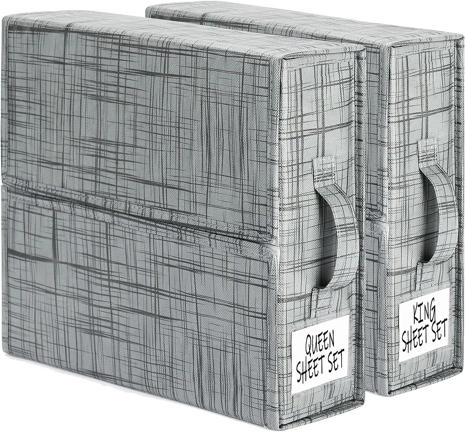 Sheetcube 4 Pack Bed Sheet Organiser And Storage Foldable Bedding Storage Box Container With Window Label Linen Closet Folder