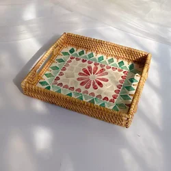 Hot sale Vietnam rattan footed basket fruit high quality supermarket rattan basket