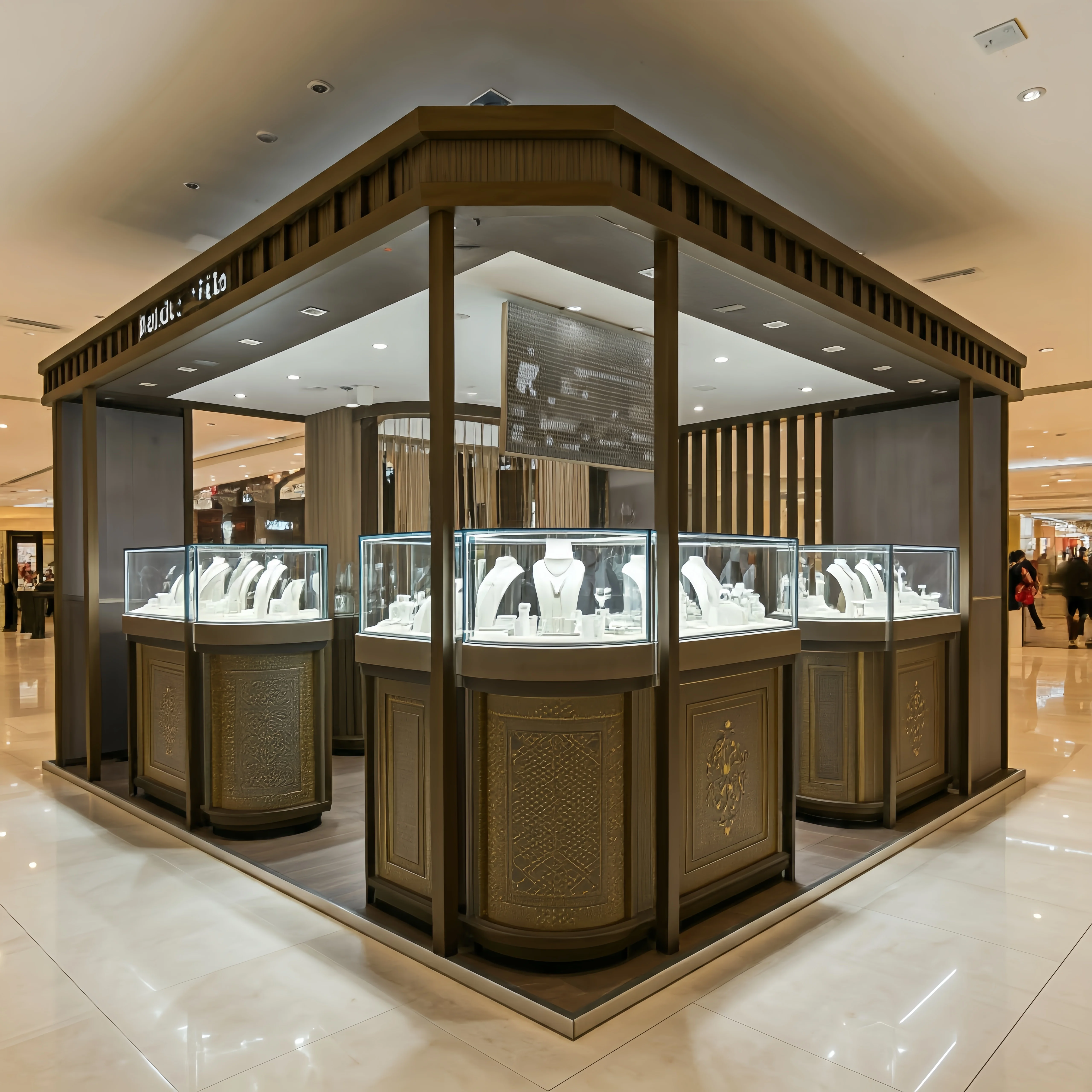 SUNDO luxury Diamond Jewelry brand counters custom logo material jewelry kiosk Fine Jewellery Display Area exhibitions booth