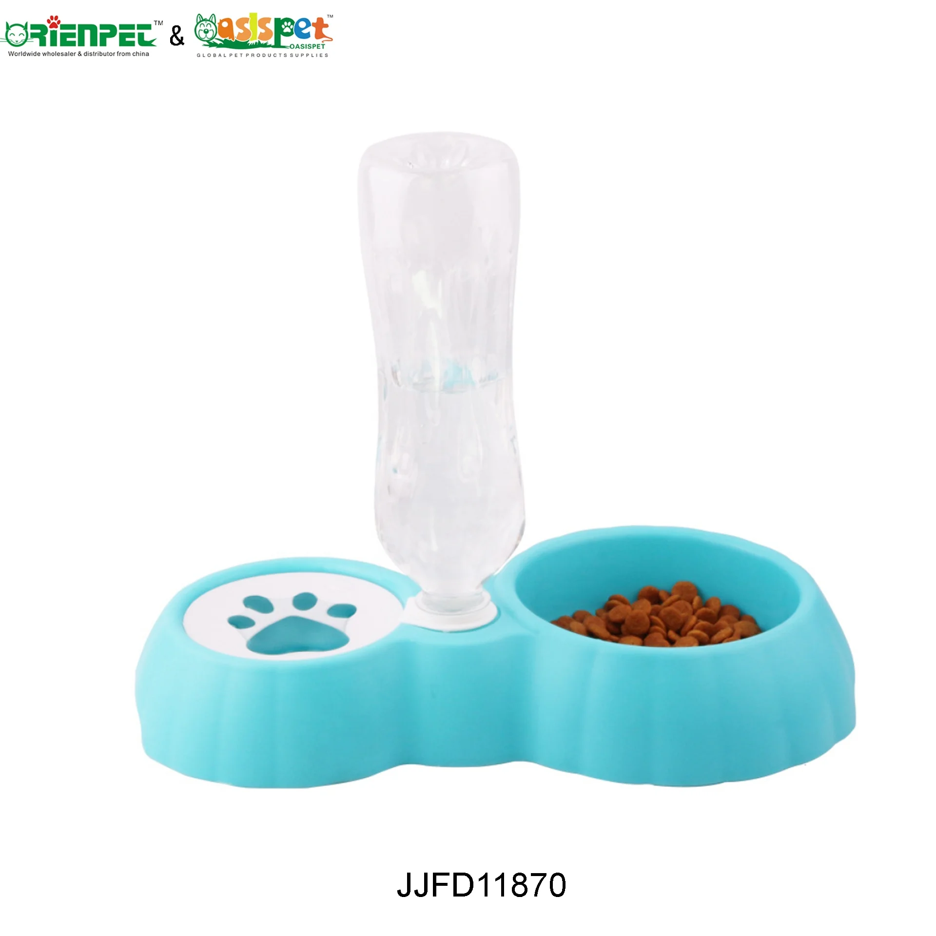 ORIENPET & OASISPET Pet Plastic Pumpkin shaped double bowl JJFD11870 pet feeder Pet products