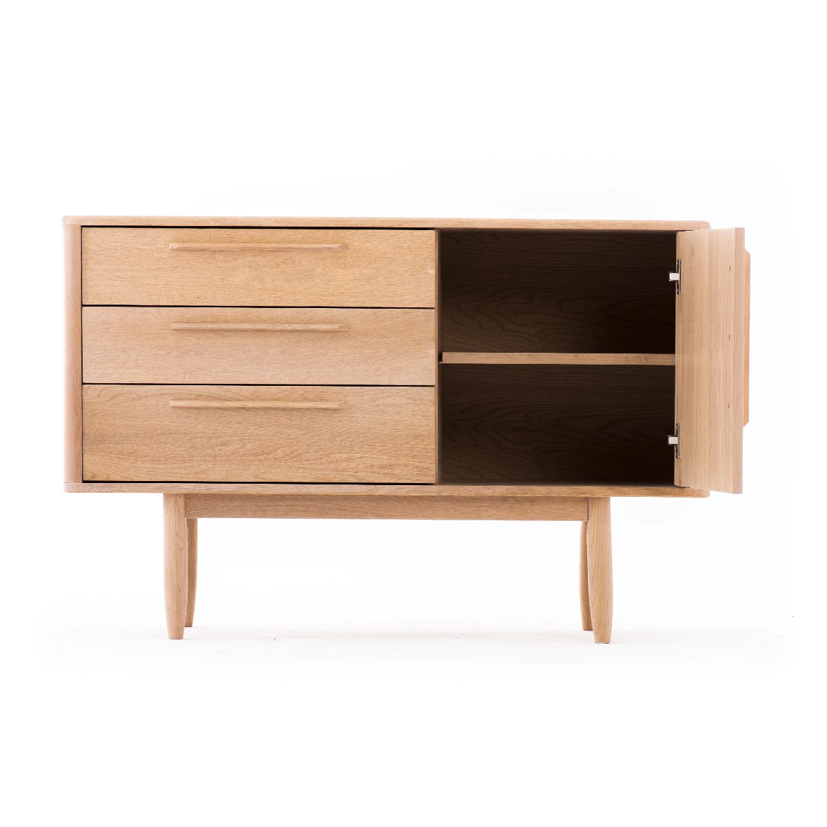 Furniture Cabinet Living Room North American Classic Simple Light Walnut 1 Door 3 Drawer Low Cabinet