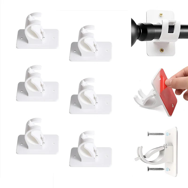 New Design Self Adhesive Plastic Crossbar Hooks Curtain Support For Curtain Rod Bracket Without Drilling