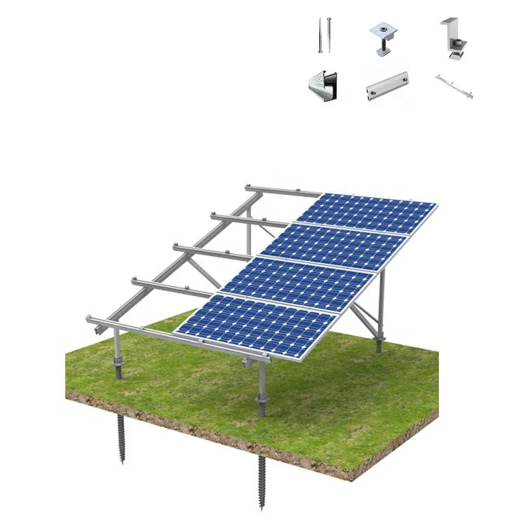 Discount aluminium solar land mounting frame ground screw racking system kits photovoltaic panel structure for off grid fence