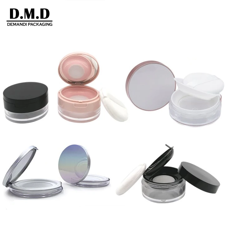 Wholesale custom empty frosted 20 grams 5 gm 10 grams 10grams 30g black pink make up loose powder jar with mirror