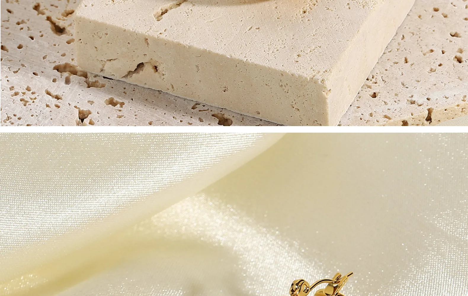 European and American style earrings, titanium steel three-dimensional spherical 18K gold plated stainless steel earrings