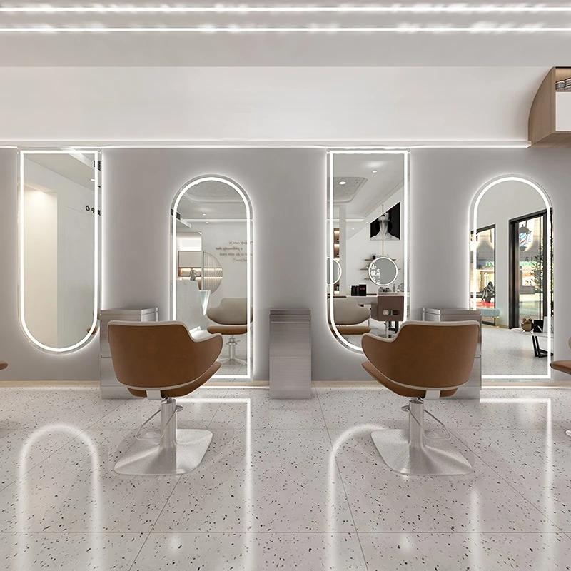 Big Size Touch Sensor Switch Wall Full Light Led Oval Mirror For Hair Salon