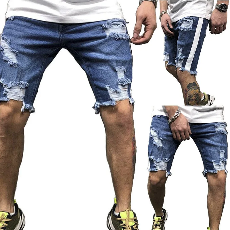 Summer Men Streetwear Ripped Distressed Jeans Shorts