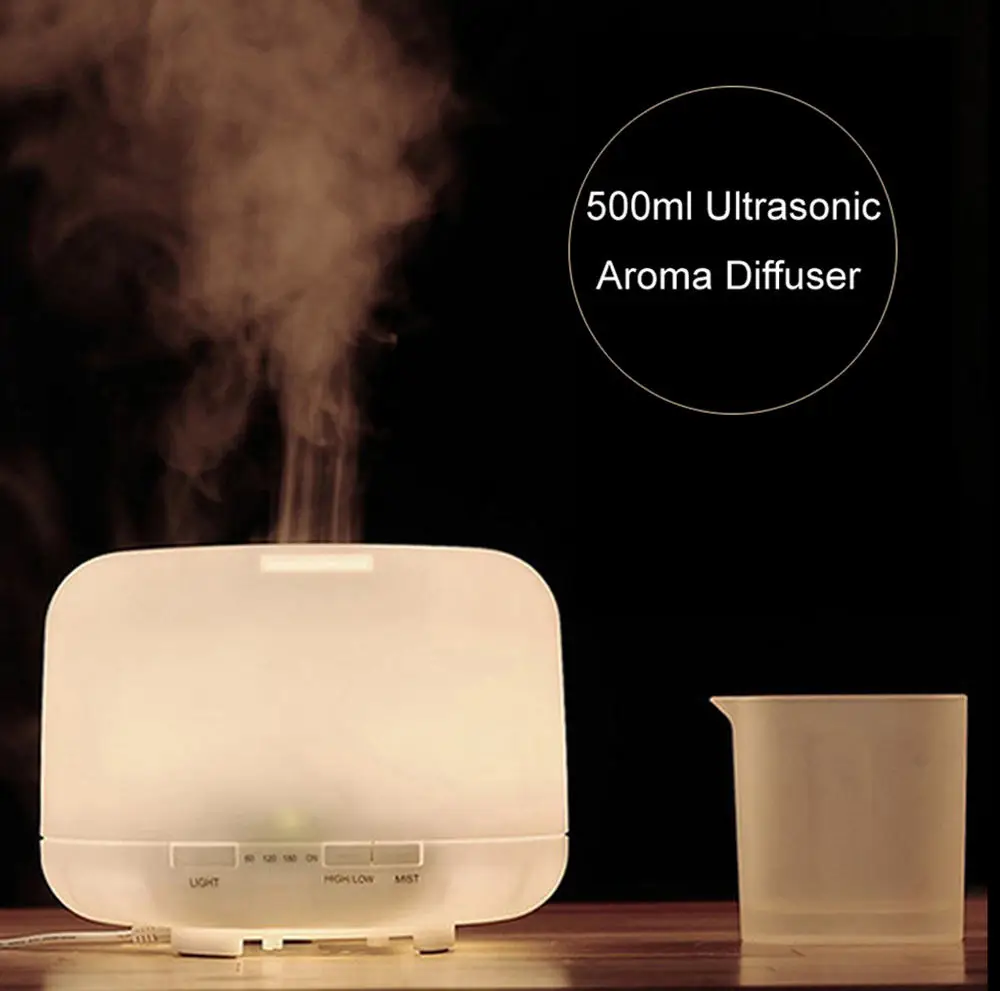 500ml white aroma diffusor pp Hot Sale Electric Aroma Air Humidifier Diffuser Aromatherapy Essential Oil Diffuser