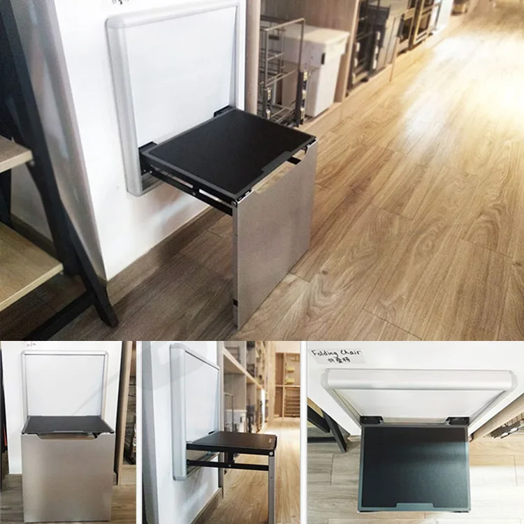 Aluminum Shoe Change Folding Chair Wall Mount Stool Ottoman Chair Space Saving Chair