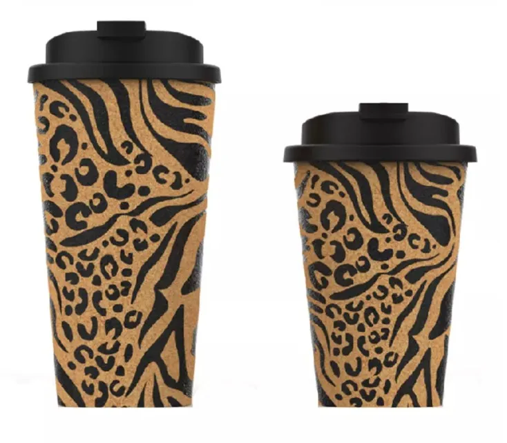 350ML pp double layer cork reusable biodegradable portable coffee cup