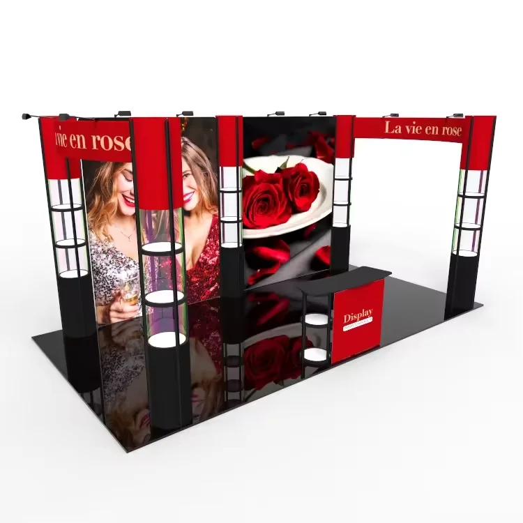 Quick Build Collapsible Aluminum Twist Tower Stand Light Box Backlit Backdrop Wall Portable Exhibition Advertising Expo Booth