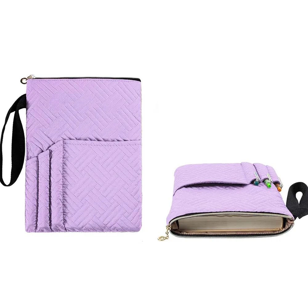 Factory Wholesale Padded Book Protector Washable Fabric Quilted Paperbacks Book Covers Pouch Book Sleeve with Zipper