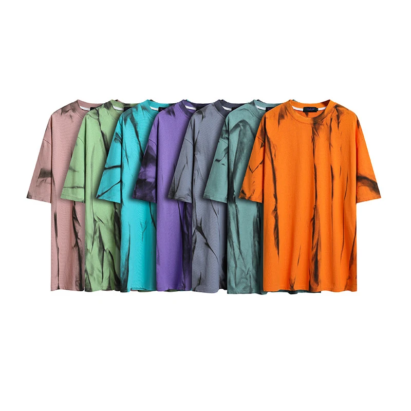 male summer tie-dye t-shirt Factory Price tie dye t shirt high quality tee shirt  candy color  t shirt men