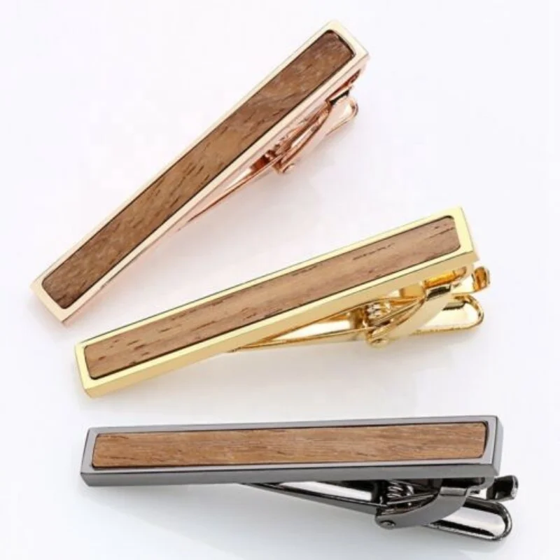 
Unique 316L Stainless Steel Custom Made Rose Wood Tie Bar 