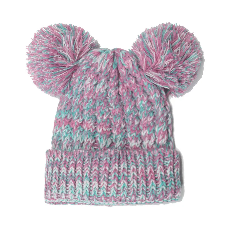 Wholesale kids beanies knit cap hats winter beanie hat with pom warm bobble hats knitted beanie