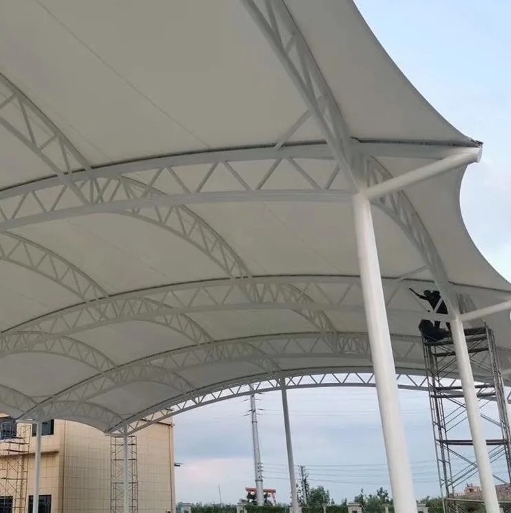 High Strength Sunshade Pvdf Ptfe Membrane Car Park Tensile Membrane Structure