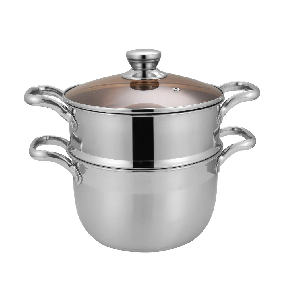New popular 201 stainless steel 16/18cm kitchen cooking pot soup pot  casserole with steel handle steel steamer