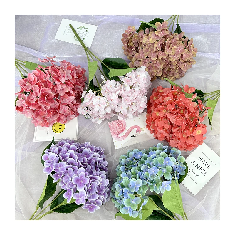 QYY-66 High quality Faux real touch Hydrangea bundle  Artificial Real Touch Hydrangea flower Home Wedding Decoration